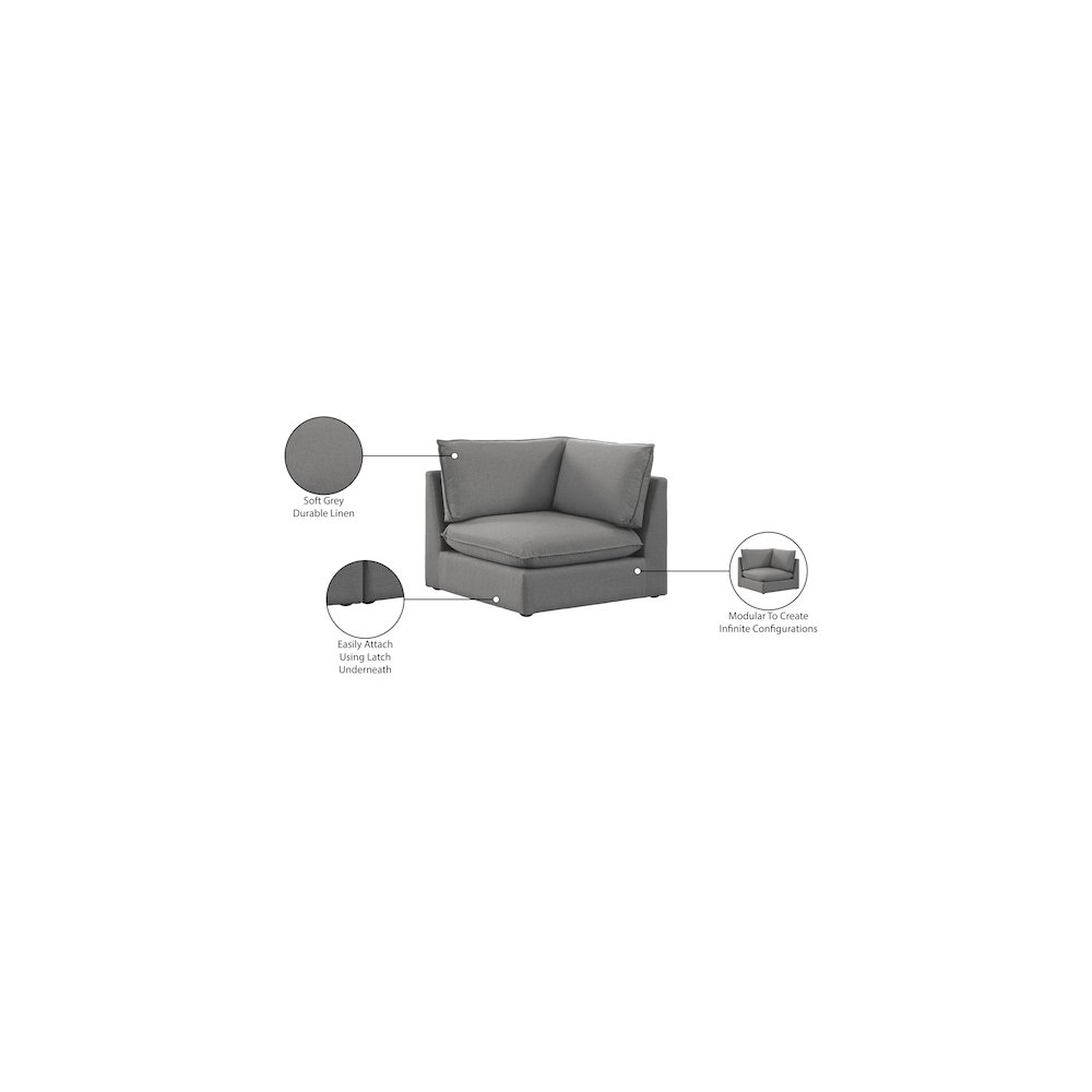 Mackenzie Grey Durable Linen Textured Corner Chair. Picture 7