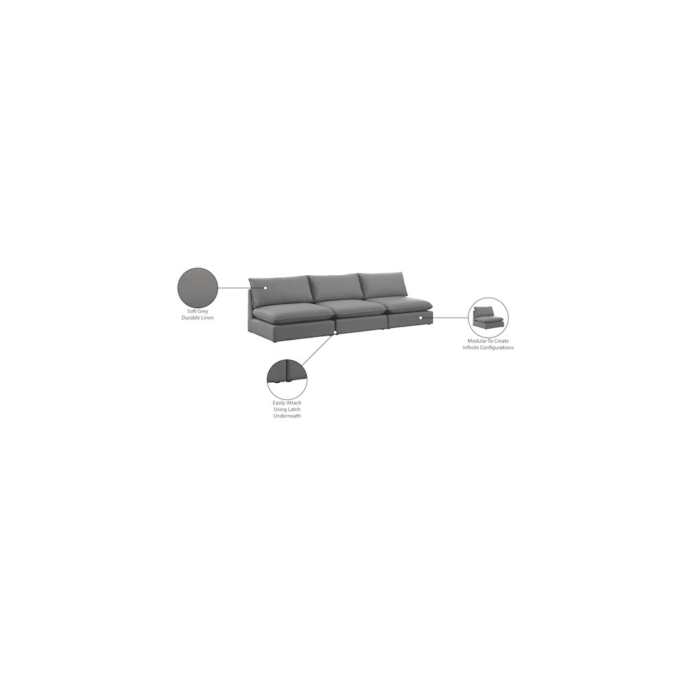 Mackenzie Grey Durable Linen Textured Modular Sofa. Picture 7