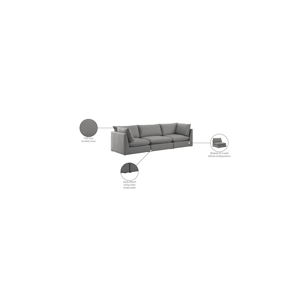 Mackenzie Grey Durable Linen Textured Modular Sofa. Picture 9