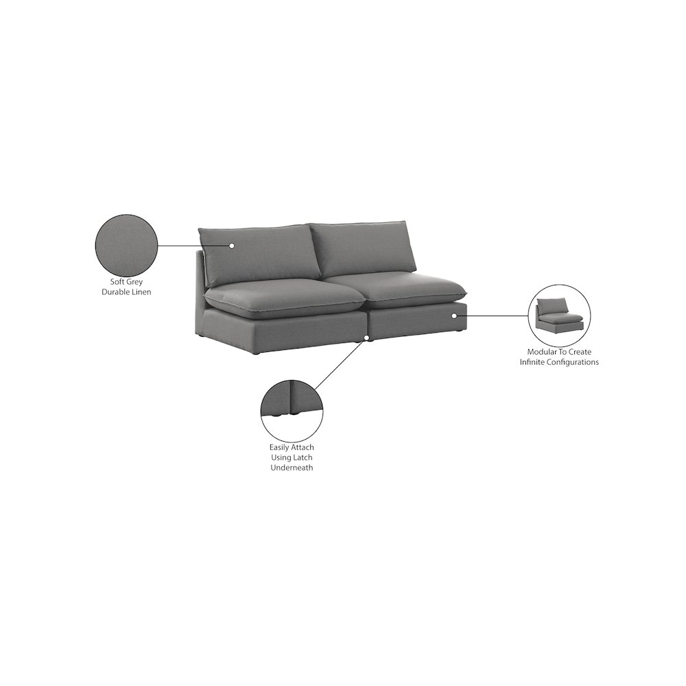 Mackenzie Grey Durable Linen Textured Modular Sofa. Picture 7