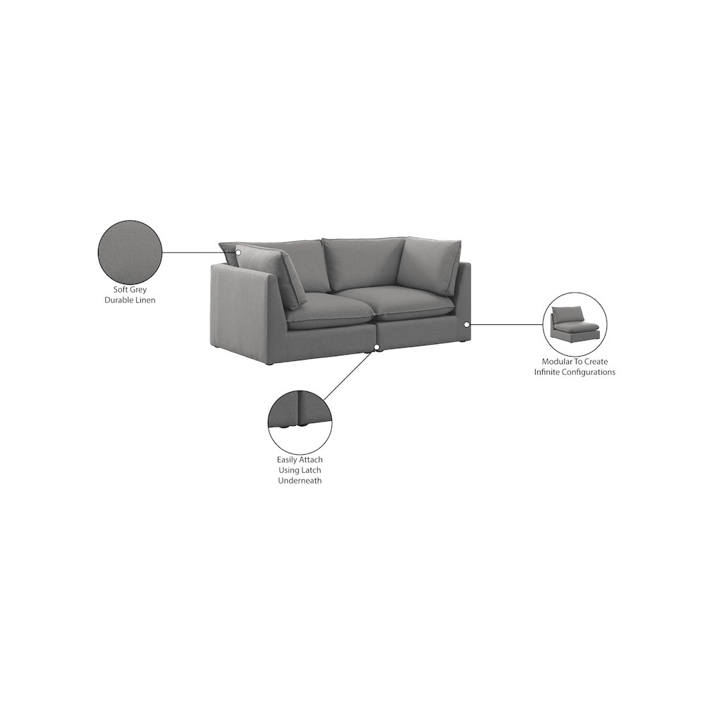 Mackenzie Grey Durable Linen Textured Modular Sofa. Picture 9
