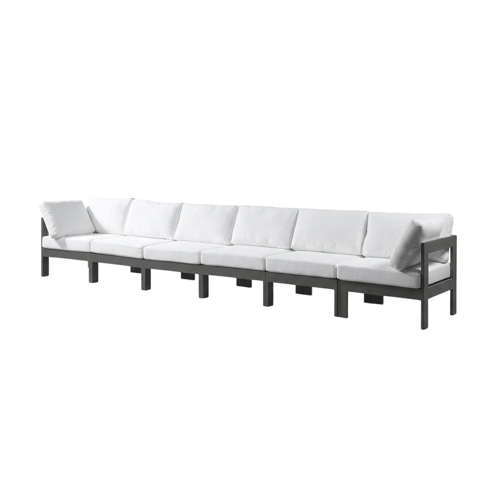 White Fabric Outdoor Patio Modular Sofa, Contemporary Style, Cushioned Seating. Picture 1