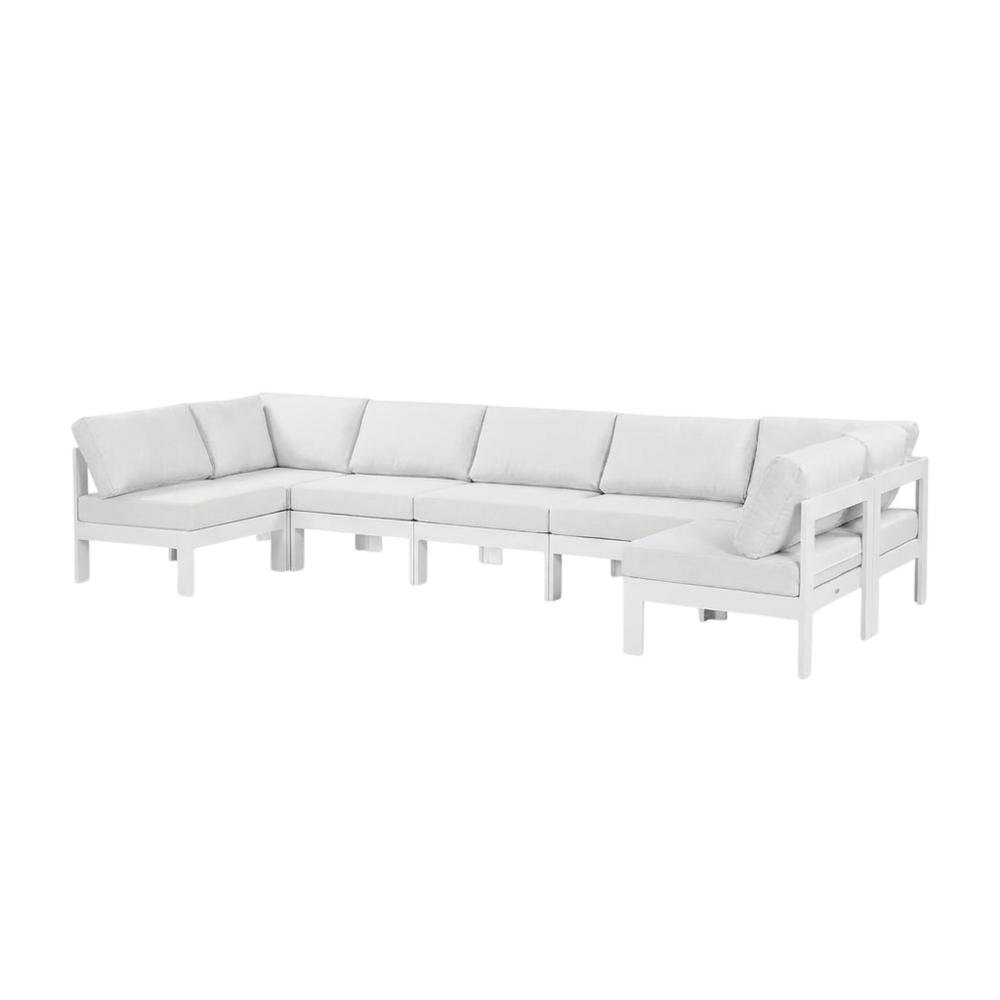 White Fabric Outdoor Patio Modular Sectional With Contemporary Style. Picture 1