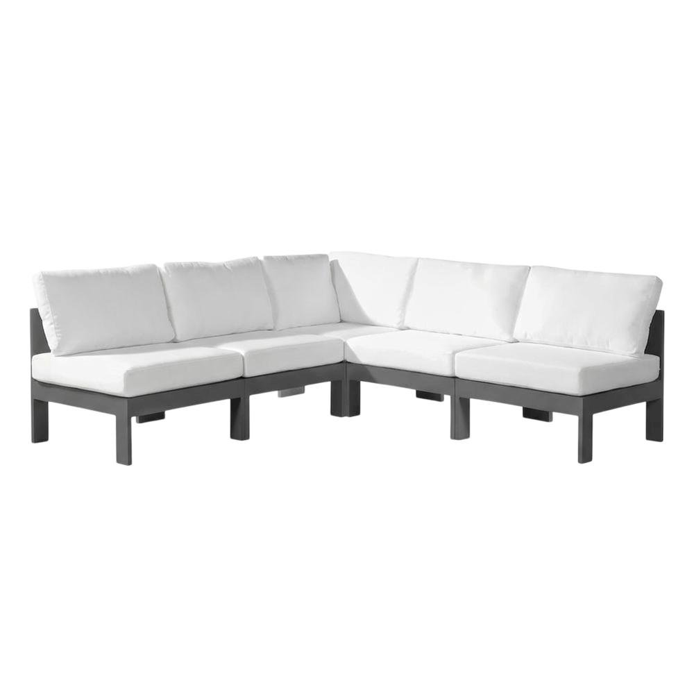 White Fabric Outdoor Modular Sectional With Contemporary Style For Patio. Picture 1
