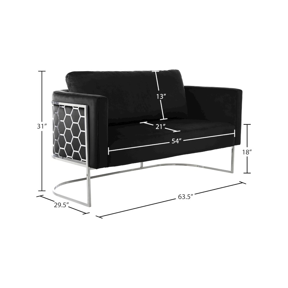 Casa Black Velvet Loveseat. Picture 6