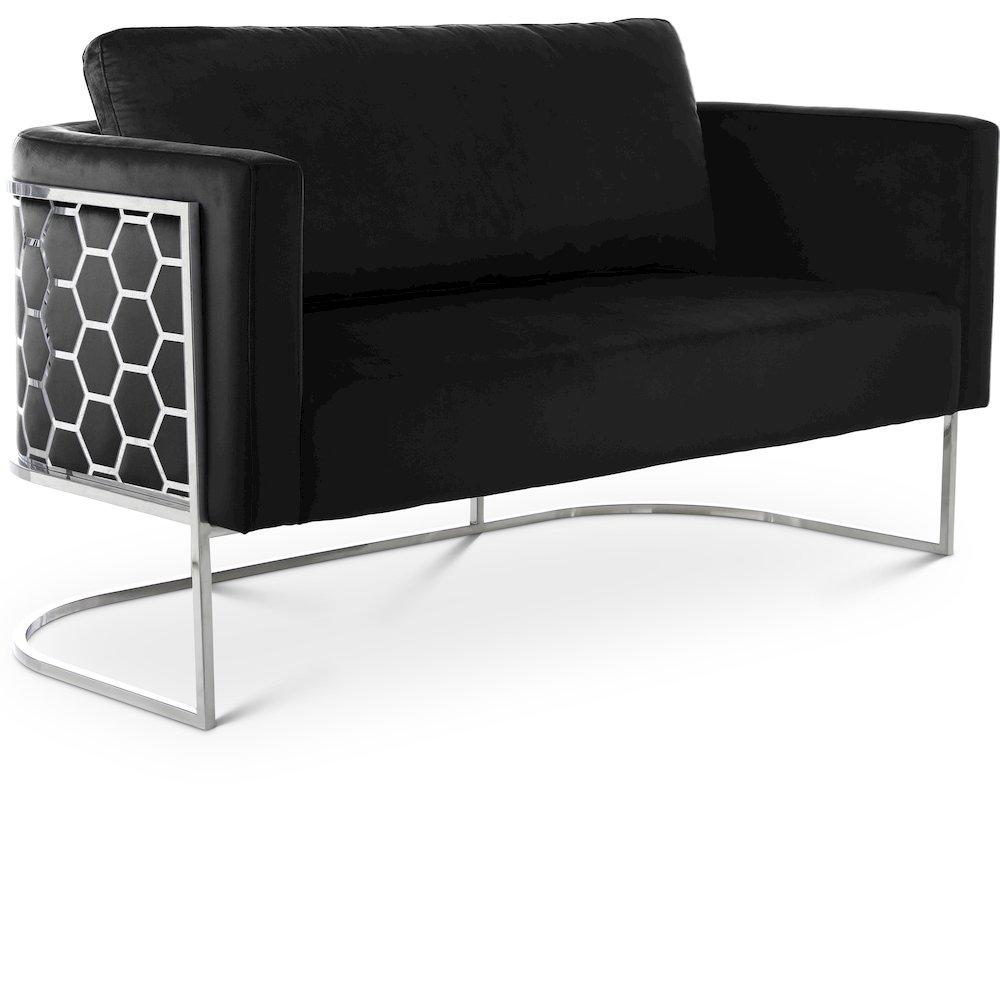 Casa Black Velvet Loveseat. Picture 1