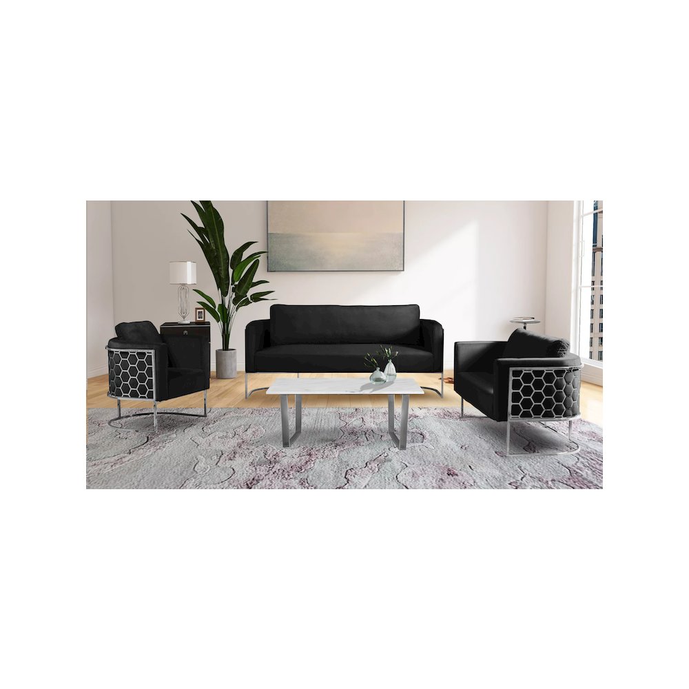 Casa Black Velvet Loveseat. Picture 5