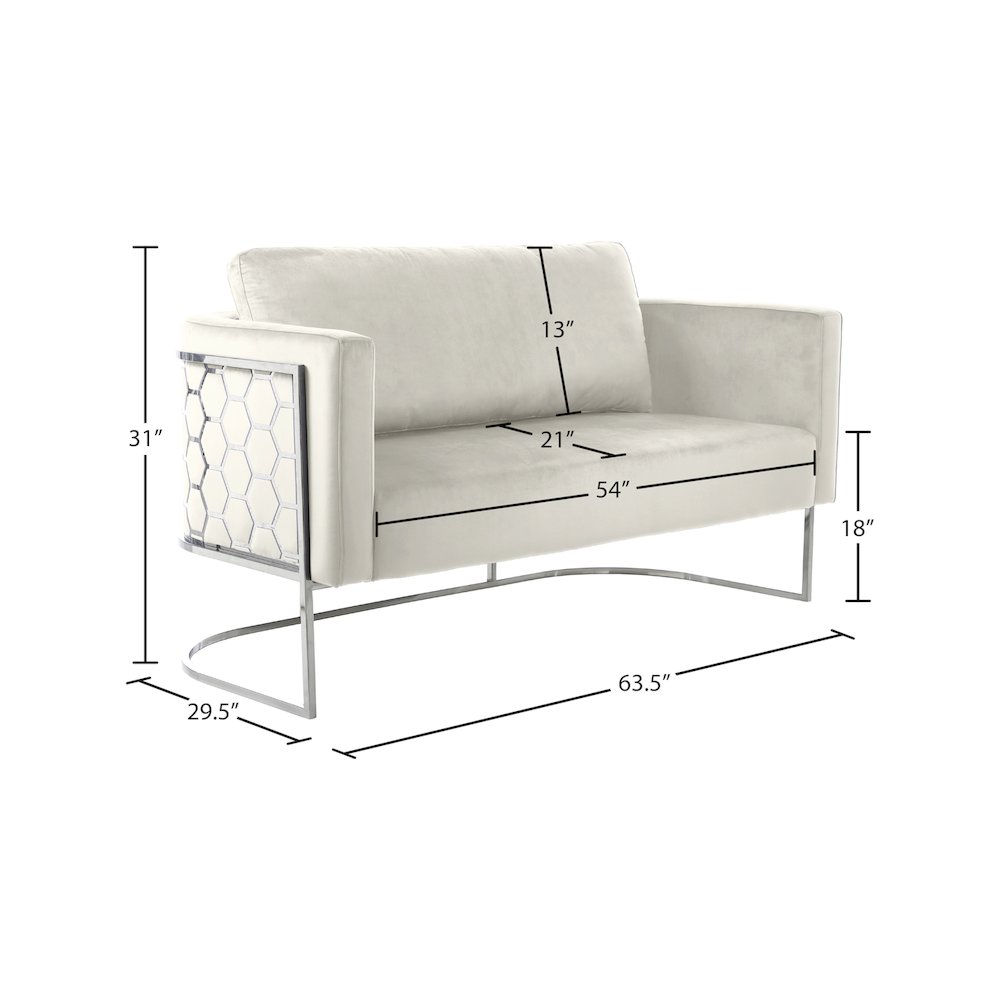 Casa Cream Velvet Loveseat. Picture 6