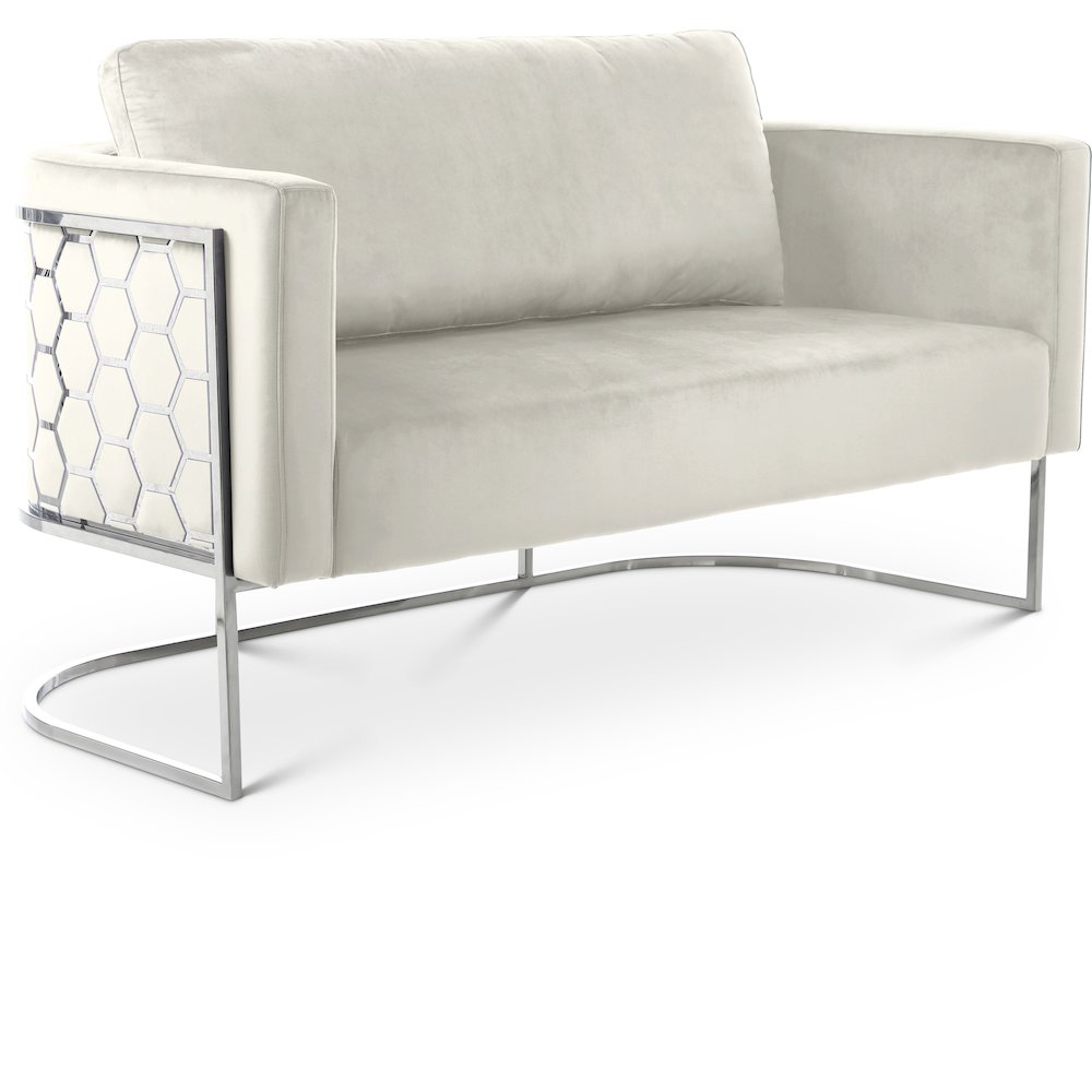 Casa Cream Velvet Loveseat. Picture 1