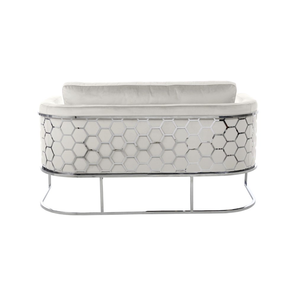 Casa Cream Velvet Loveseat. Picture 2