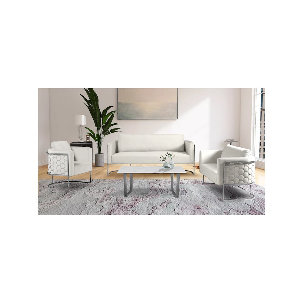 Casa Cream Velvet Loveseat. Picture 5
