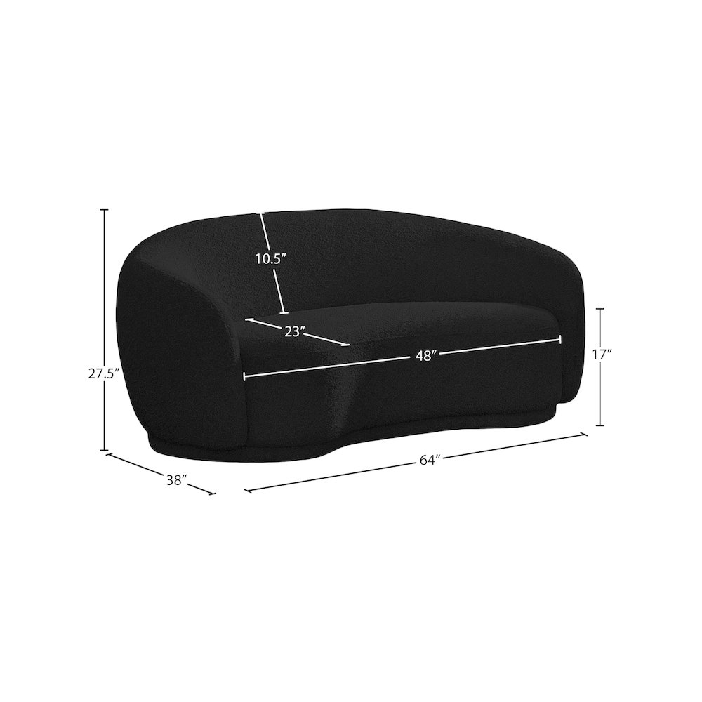 Hyde Black Boucle Fabric Loveseat. Picture 13