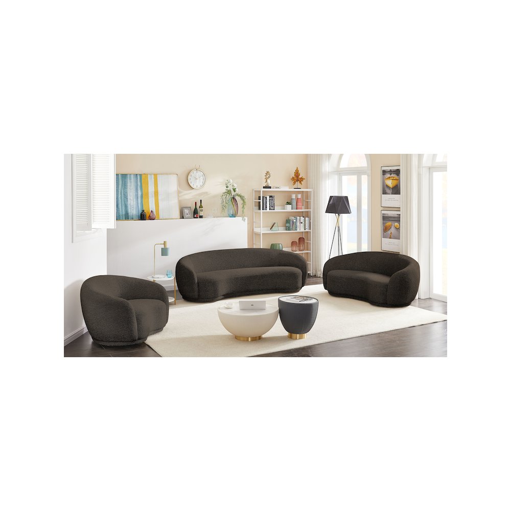 Hyde Brown Boucle Fabric Loveseat. Picture 12