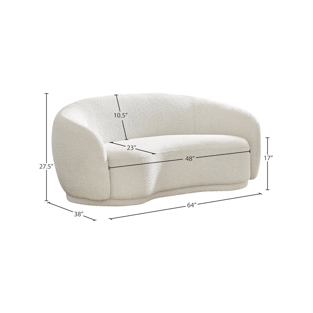 Hyde Cream Boucle Fabric Loveseat. Picture 13