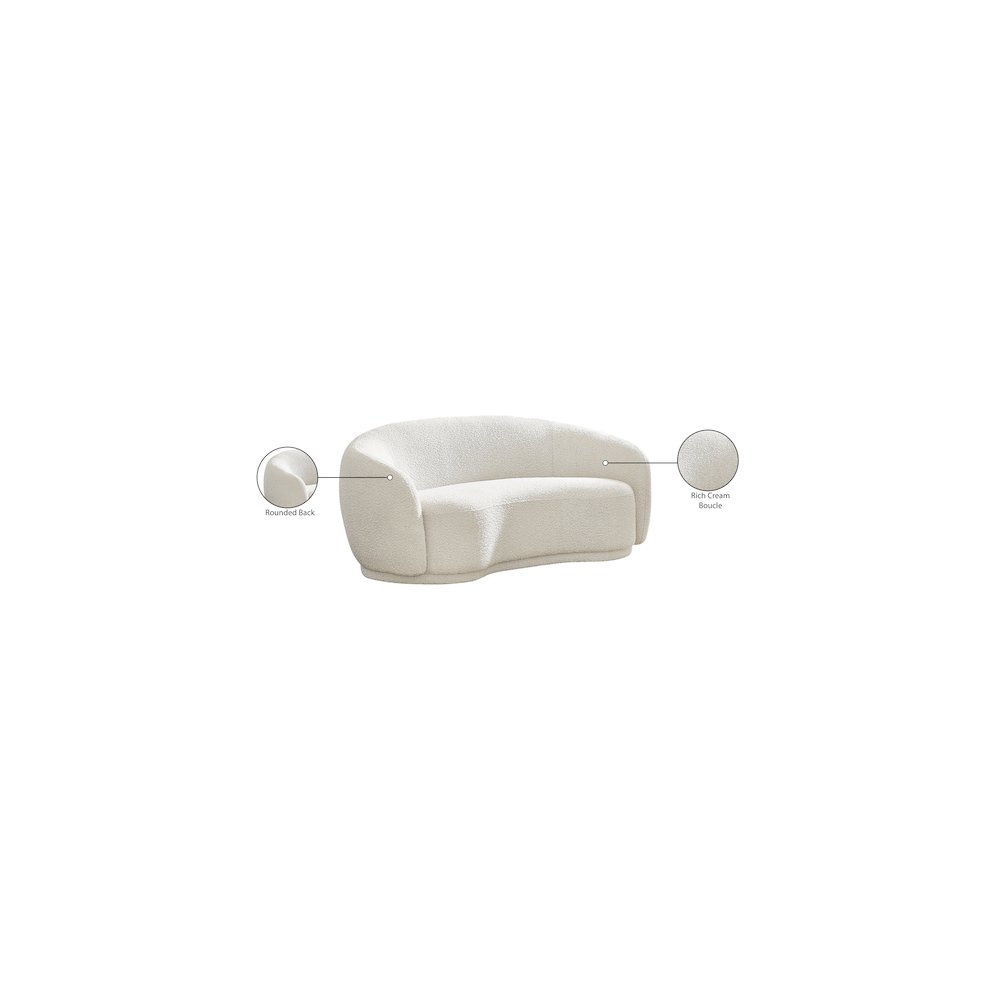 Hyde Cream Boucle Fabric Loveseat. Picture 14