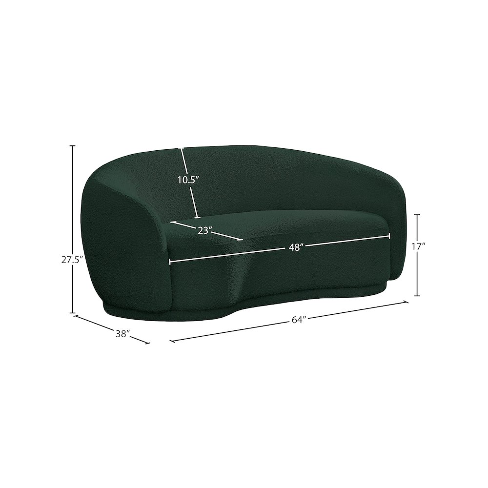 Hyde Green Boucle Fabric Loveseat. Picture 13