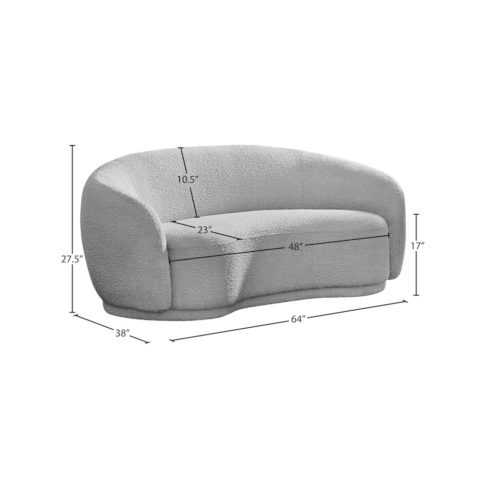 Hyde Grey Boucle Fabric Loveseat. Picture 13