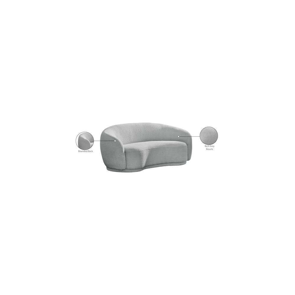 Hyde Grey Boucle Fabric Loveseat. Picture 14