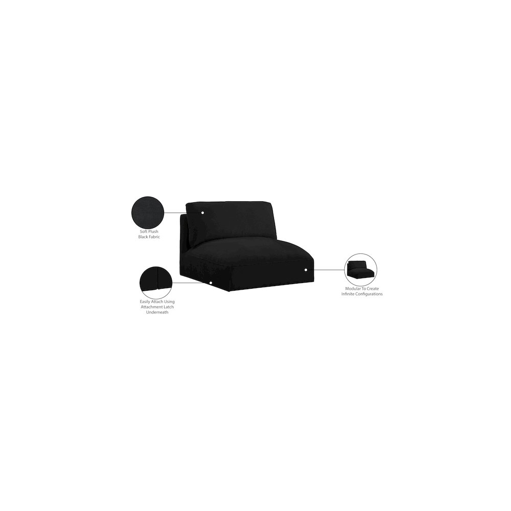 Ease Black Polyester Fabric Armless. Picture 7