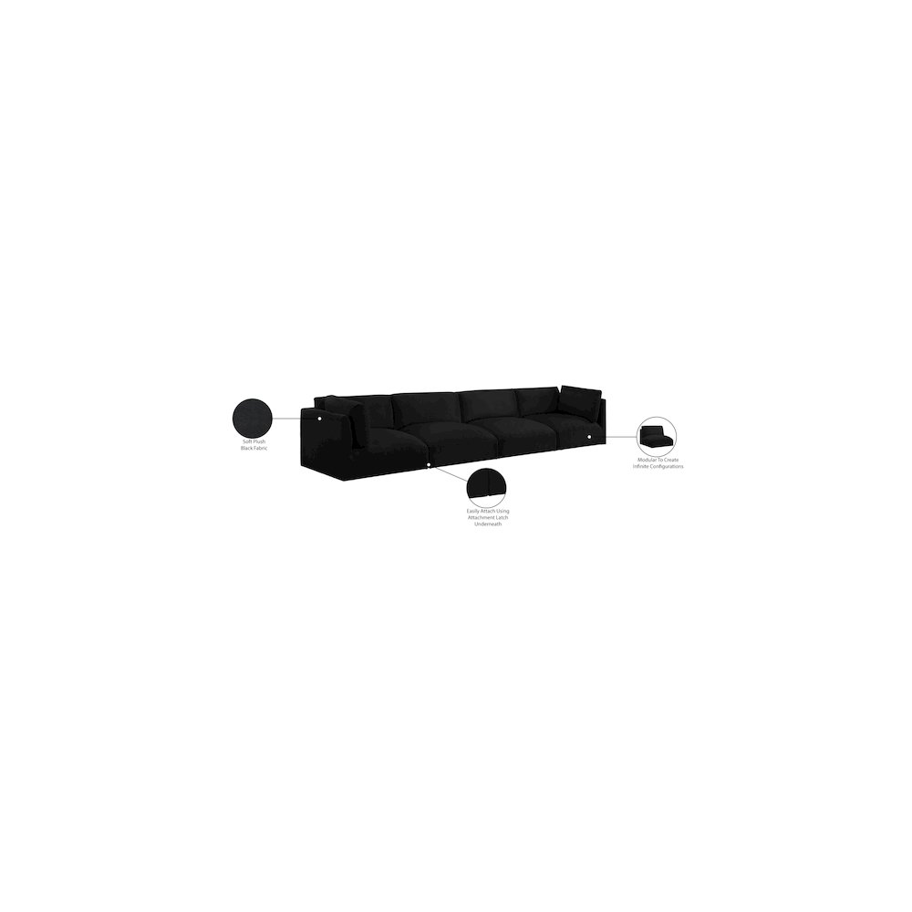 Ease Black Polyester Fabric Modular Sofa. Picture 8