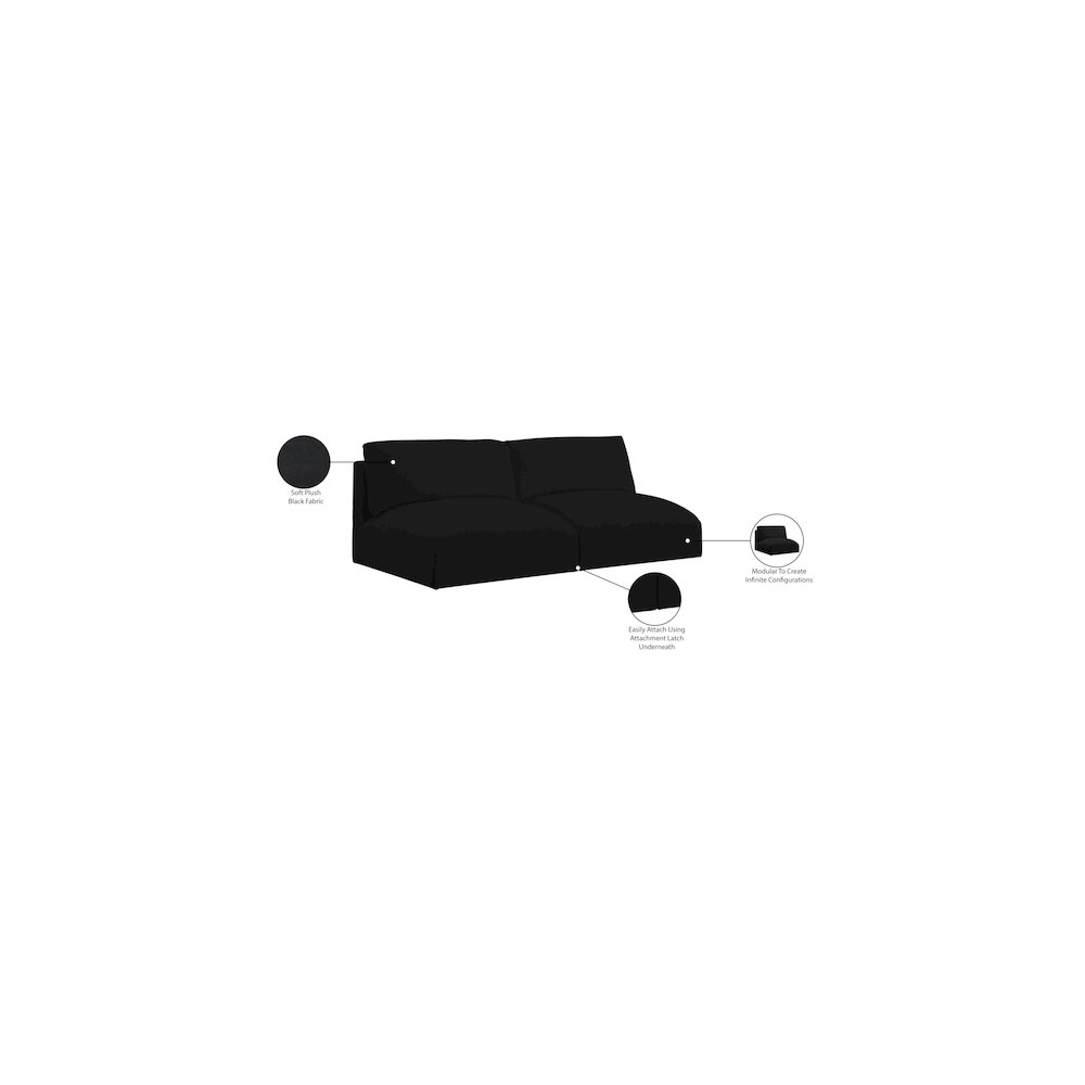 Ease Black Polyester Fabric Modular Sofa. Picture 7
