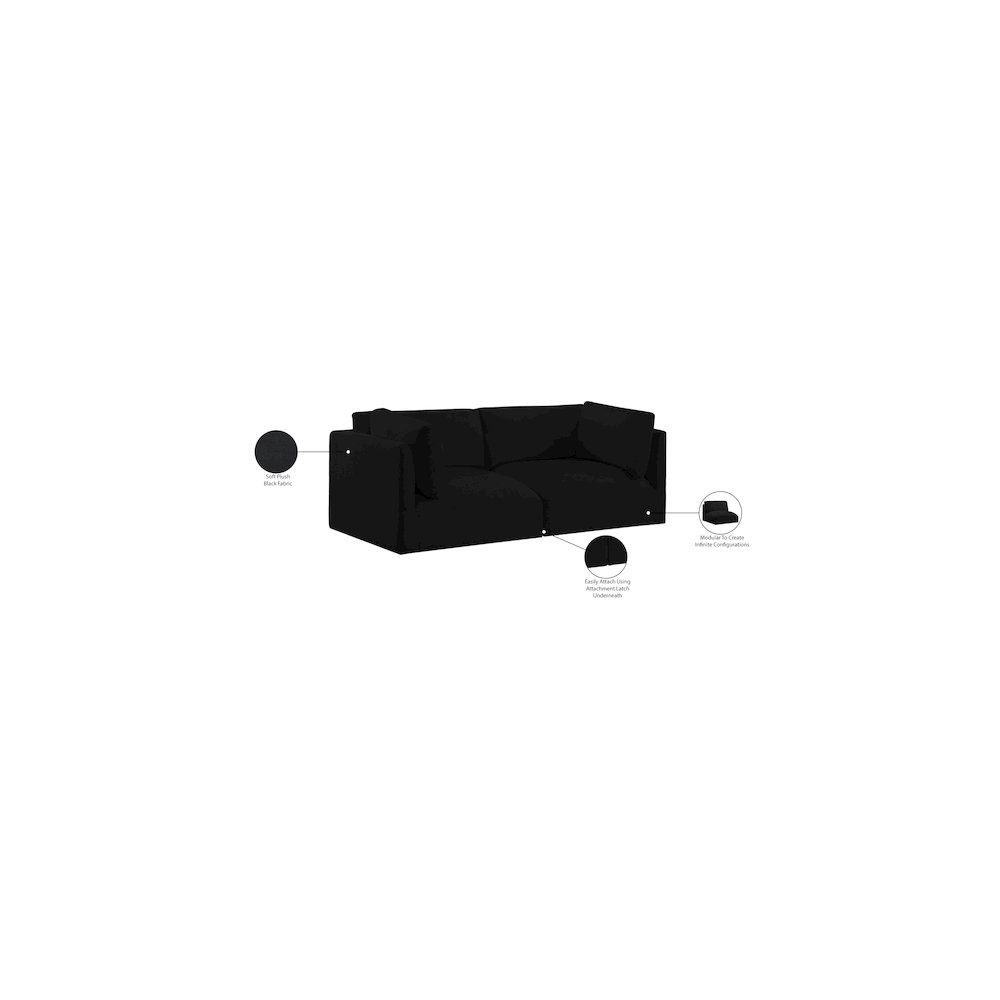 Ease Black Polyester Fabric Modular Sofa. Picture 8