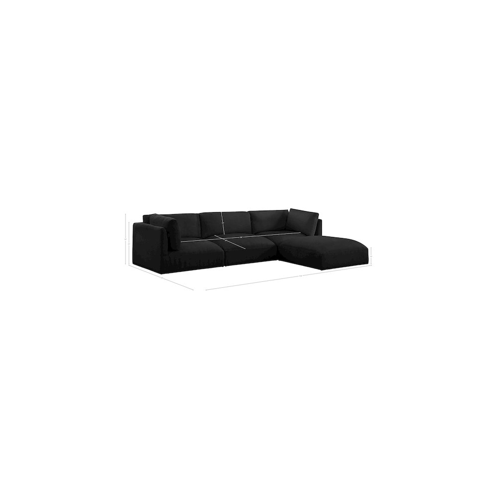 Ease Black Polyester Fabric Modular Sectional. Picture 12