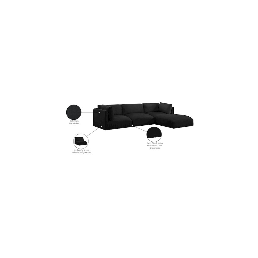 Ease Black Polyester Fabric Modular Sectional. Picture 13