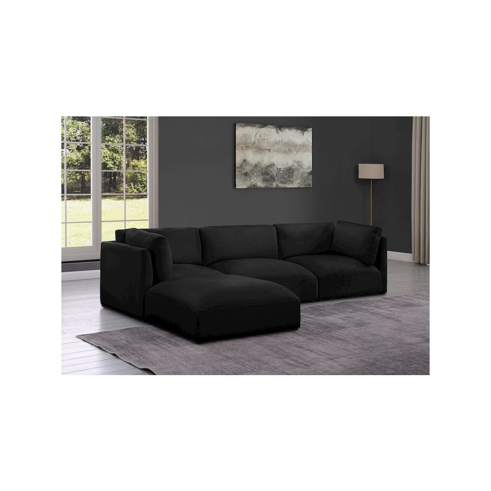 Ease Black Polyester Fabric Modular Sectional. Picture 3