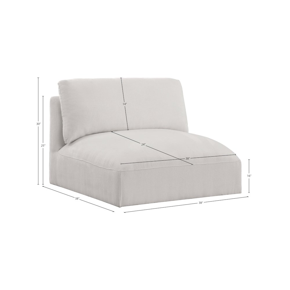 Ease Cream Polyester Fabric Armless. Picture 6