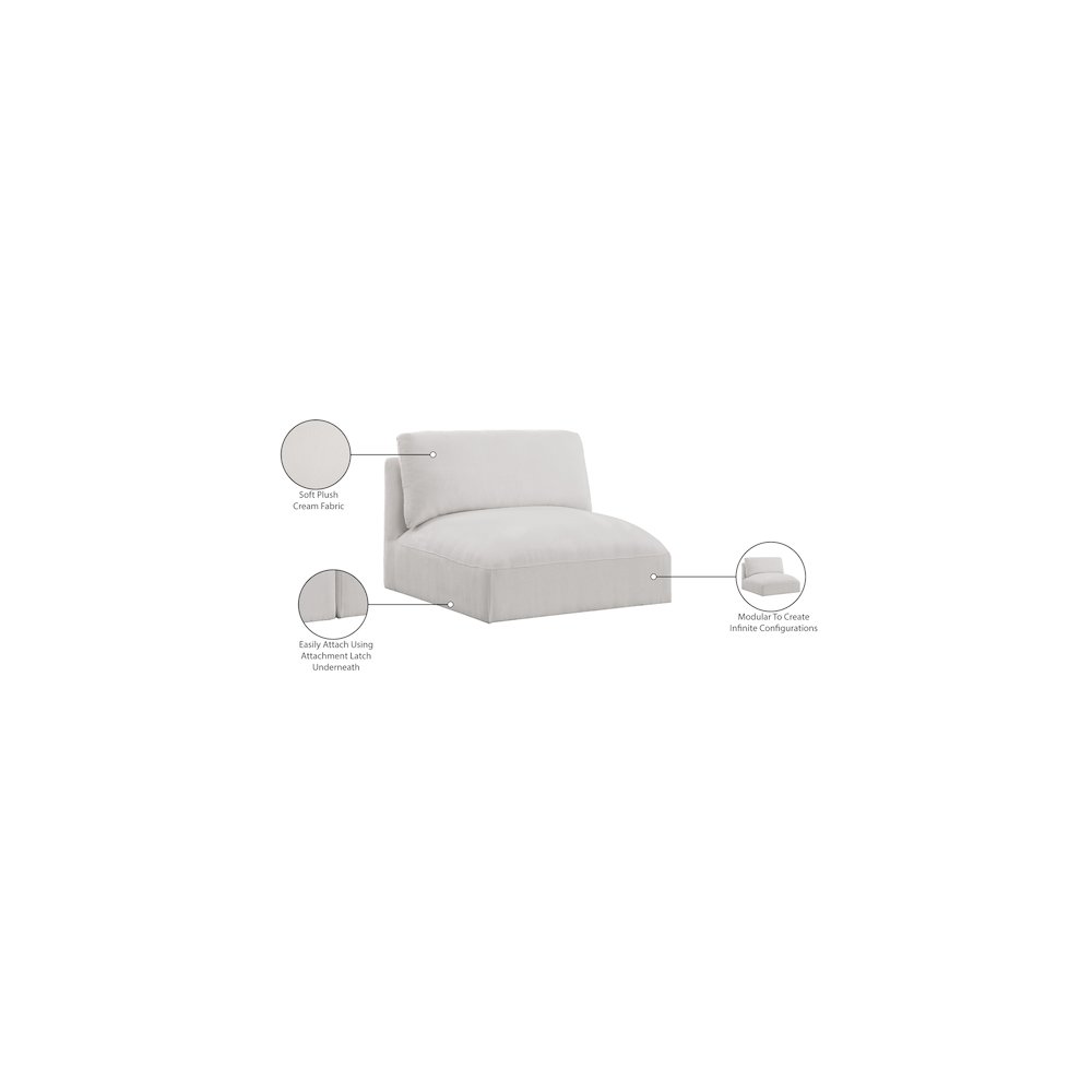 Ease Cream Polyester Fabric Armless. Picture 7