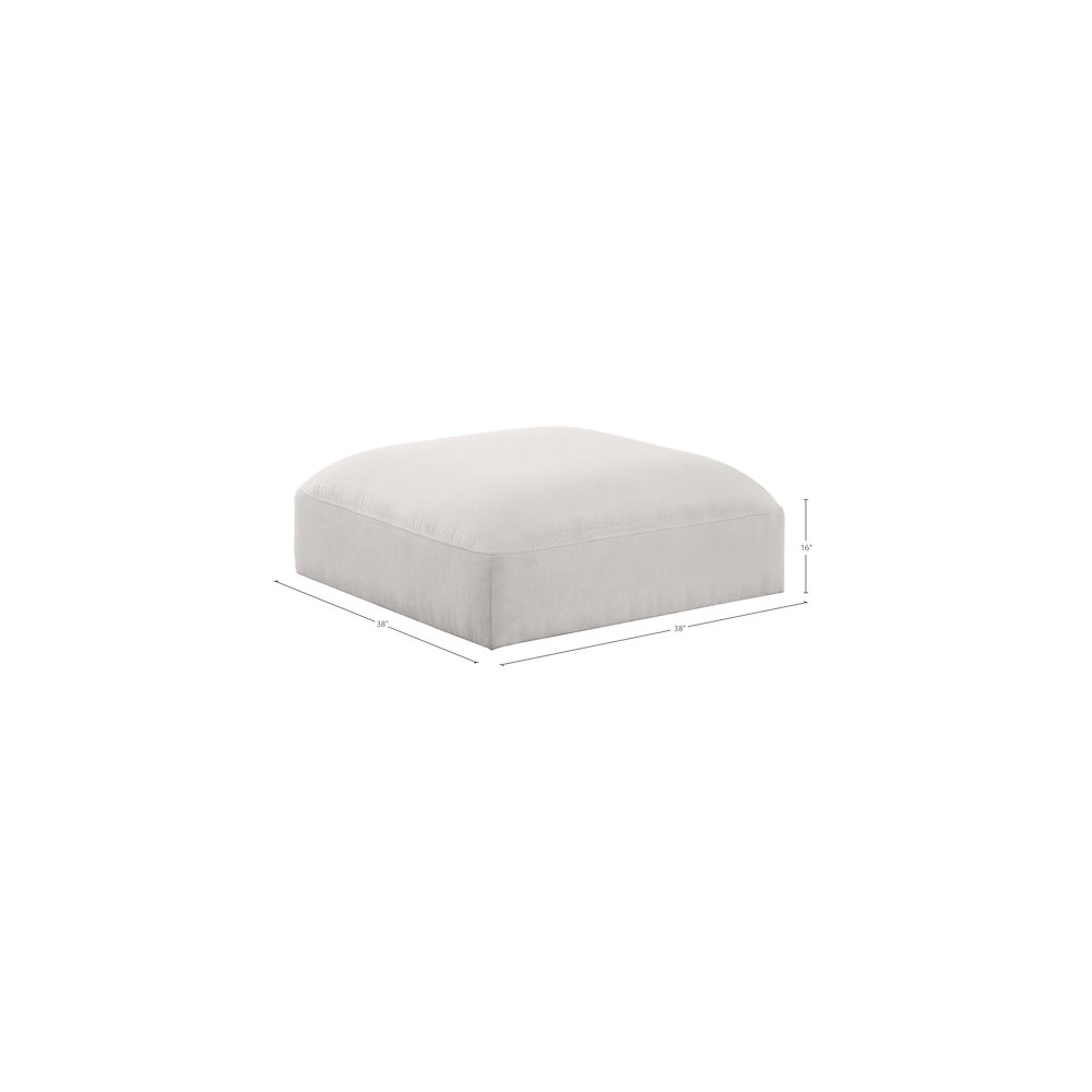 Ease Cream Polyester Fabric Ottoman. Picture 4