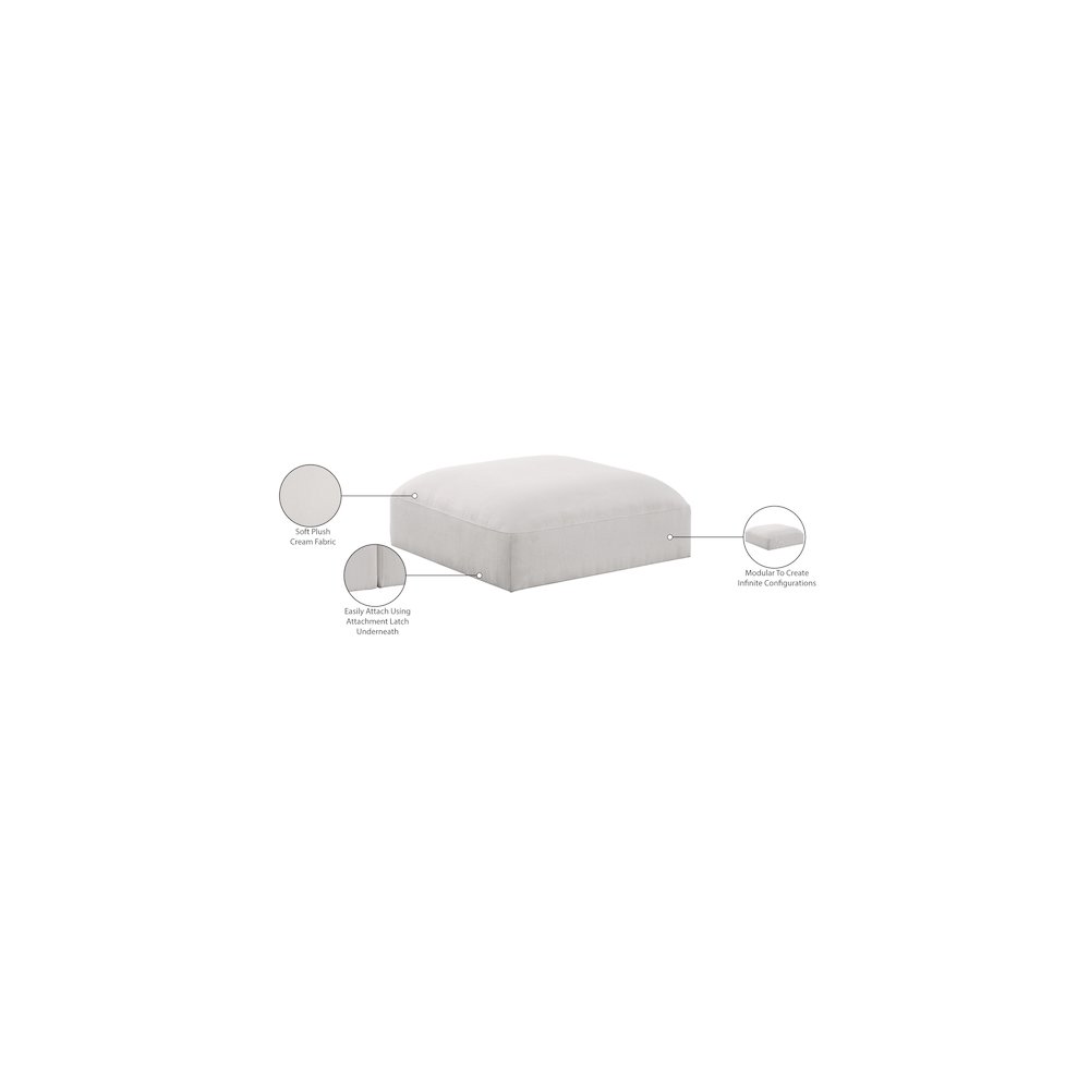 Ease Cream Polyester Fabric Ottoman. Picture 5