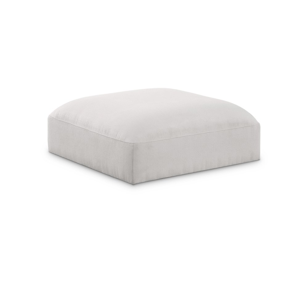 Ease Cream Polyester Fabric Ottoman. Picture 1
