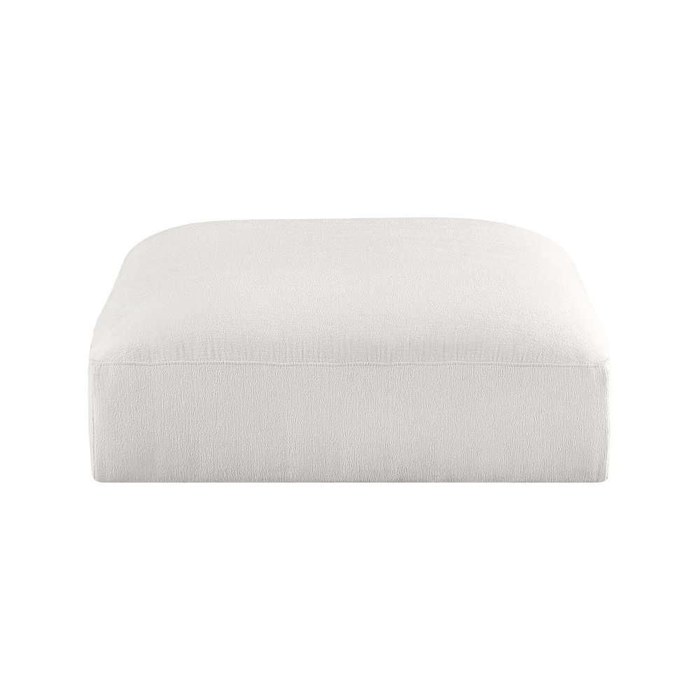 Ease Cream Polyester Fabric Ottoman. Picture 2