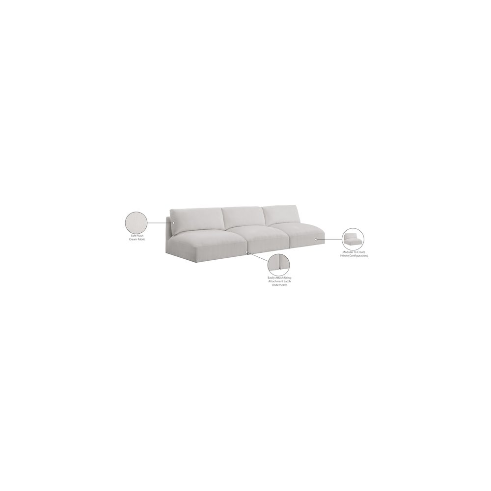 Ease Cream Polyester Fabric Modular Sofa. Picture 7