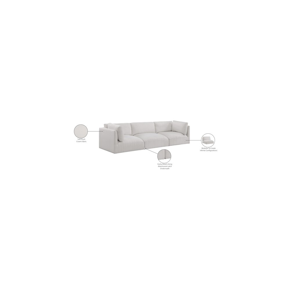 Ease Cream Polyester Fabric Modular Sofa. Picture 8