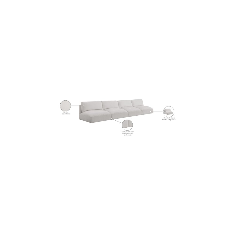 Ease Cream Polyester Fabric Modular Sofa. Picture 7