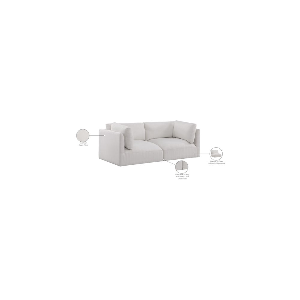 Ease Cream Polyester Fabric Modular Sofa. Picture 8