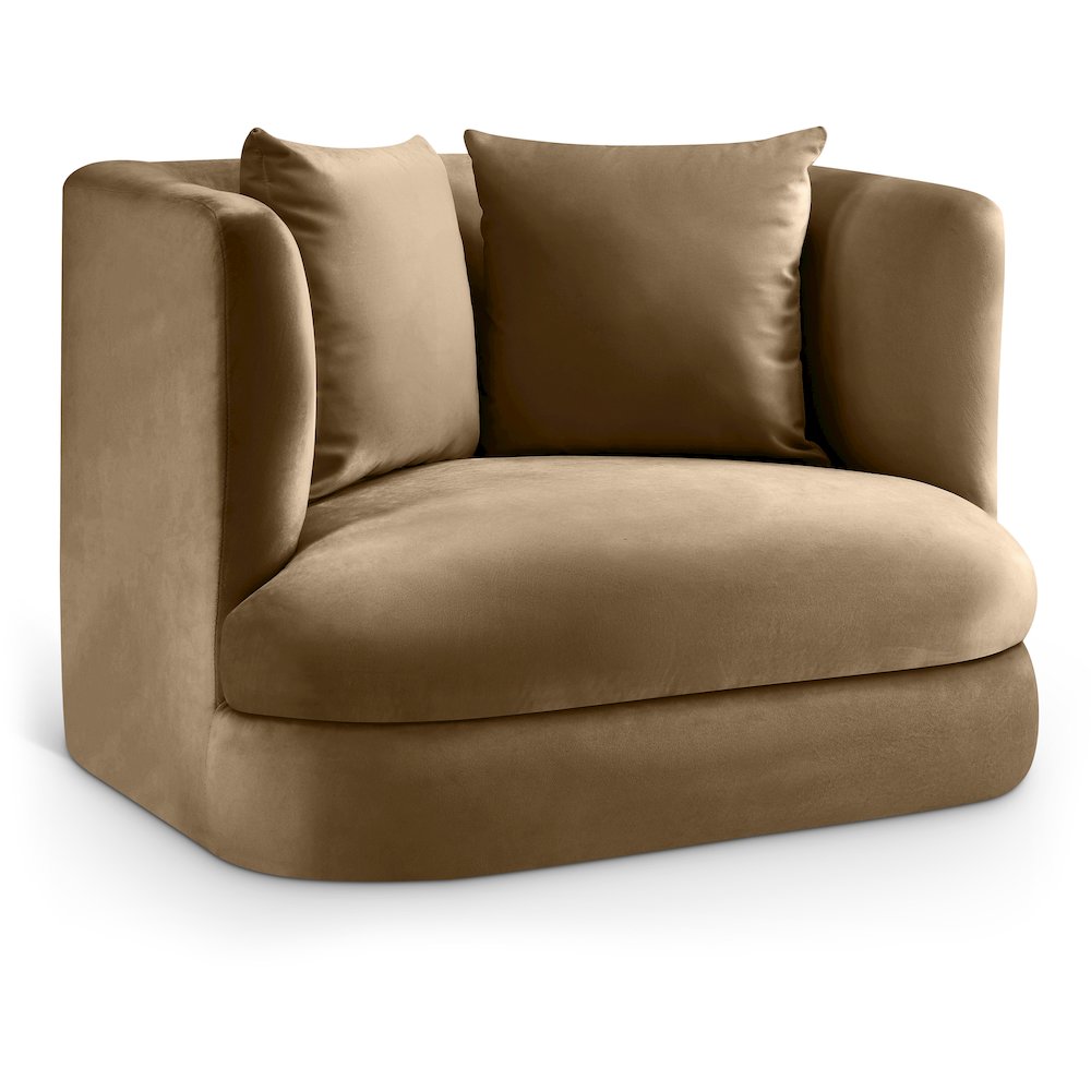 Alder Beige Velvet Chair. Picture 1