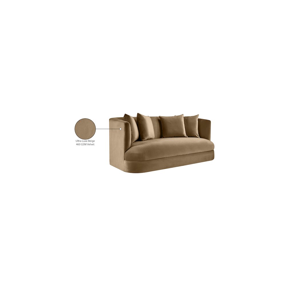 Alder Beige Velvet Loveseat. Picture 16