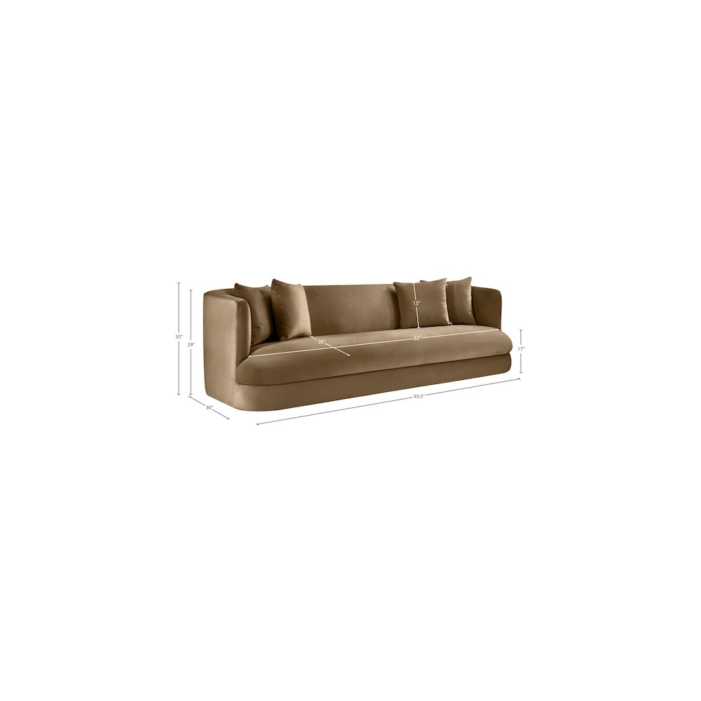 Alder Beige Velvet Sofa. Picture 15