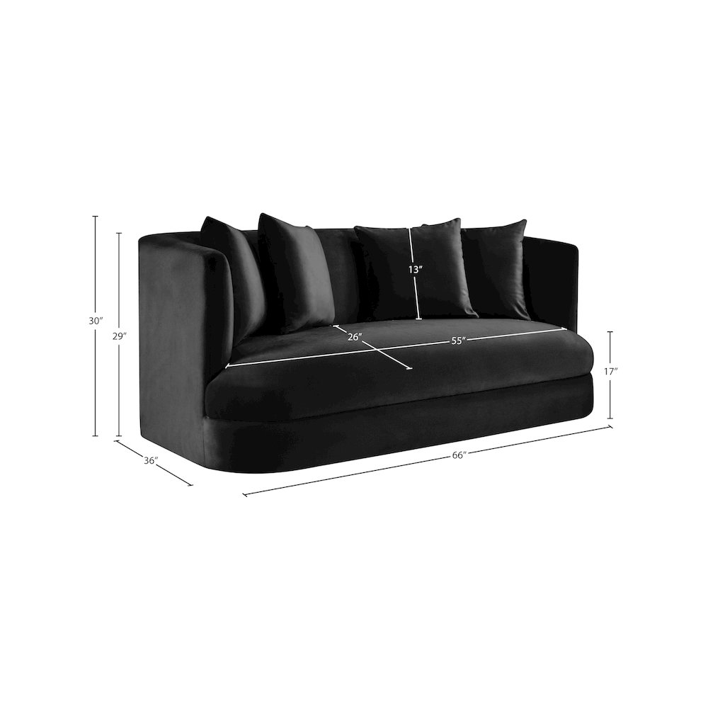 Alder Black Velvet Loveseat. Picture 15