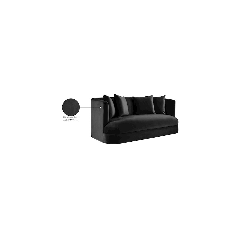 Alder Black Velvet Loveseat. Picture 16