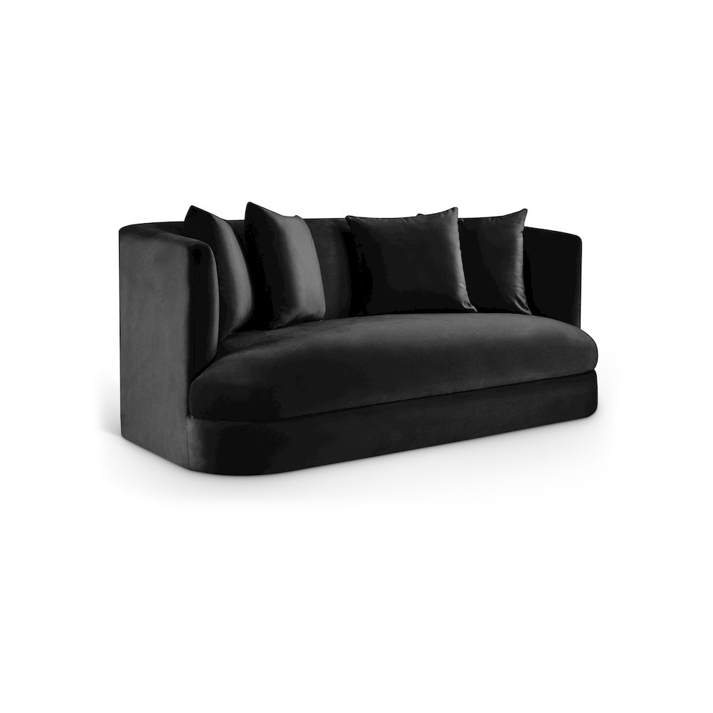 Alder Black Velvet Loveseat. Picture 1