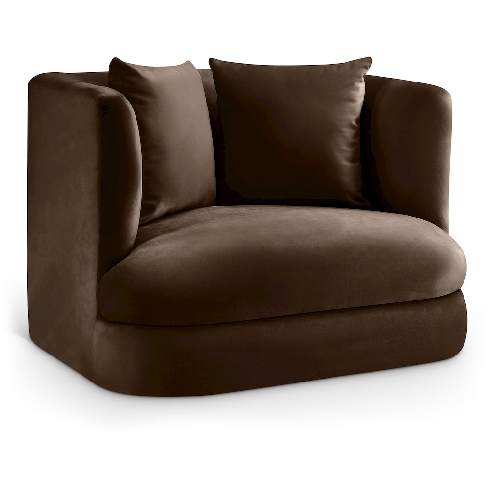 Alder Brown Velvet Chair. Picture 1