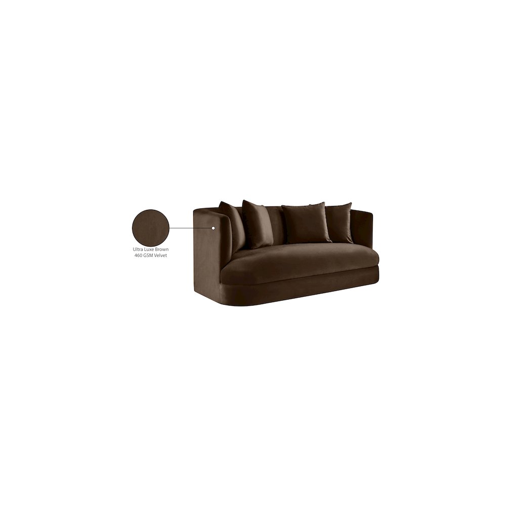 Alder Brown Velvet Loveseat. Picture 16