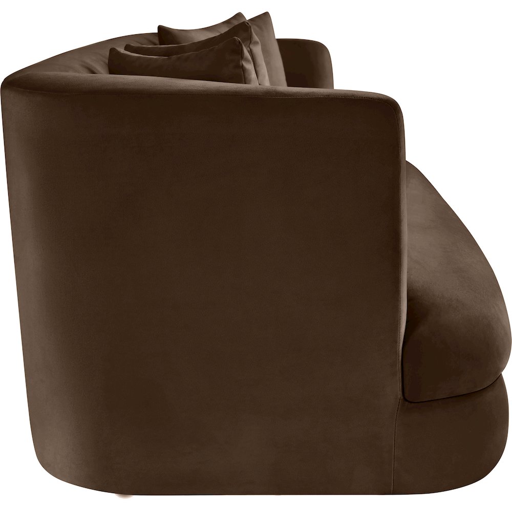 Alder Brown Velvet Sofa. Picture 6