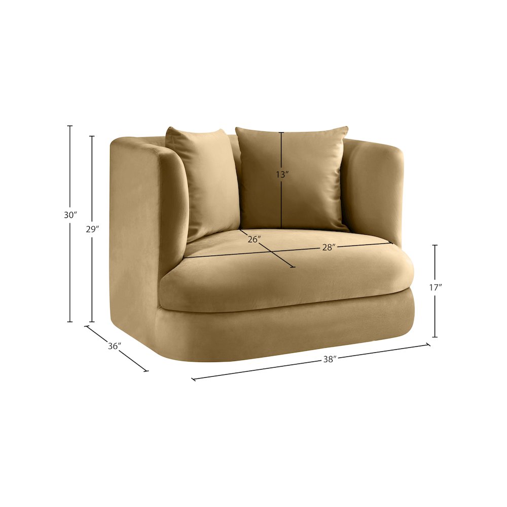 Alder Camel Velvet Chair. Picture 15