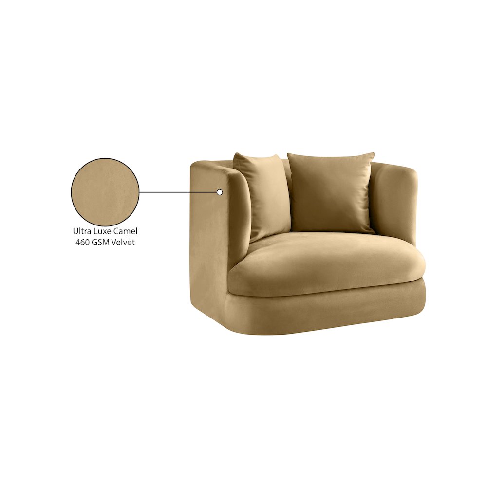 Alder Camel Velvet Chair. Picture 16